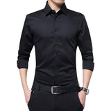 Men Long Sleeve Shirts Slim Fit Solid Business Formal Shirts for Autumn -MX8