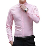 Men Long Sleeve Shirts Slim Fit Solid Business Formal Shirts for Autumn -MX8