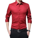 Men Long Sleeve Shirts Slim Fit Solid Business Formal Shirts for Autumn -MX8