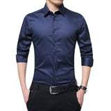 Men Long Sleeve Shirts Slim Fit Solid Business Formal Shirts for Autumn -MX8