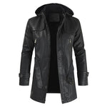 Leather Jacket Men 2019 New Casual Fashion PU Hooded Slim-fitting Leather Jacket for Men