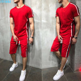 Striped 2019 Summer New Men's Shorts Casual Suits Sportswear Mens Clothing Man Sets Pants Male sweatshirt Men Brand Clothing