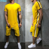 Striped 2019 Summer New Men's Shorts Casual Suits Sportswear Mens Clothing Man Sets Pants Male sweatshirt Men Brand Clothing